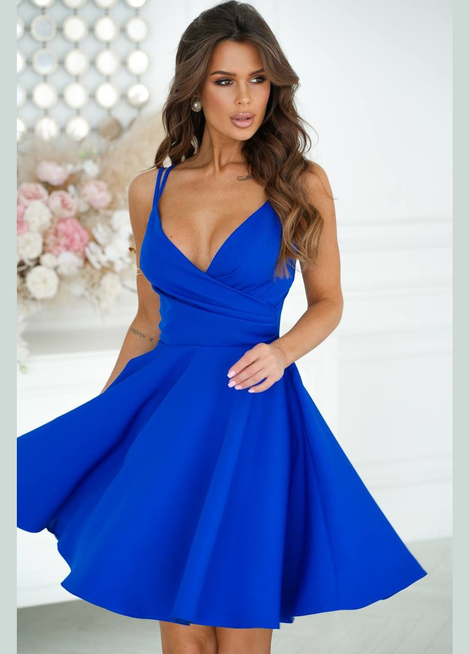 Синее стильное платье с длиной выше колен Украина