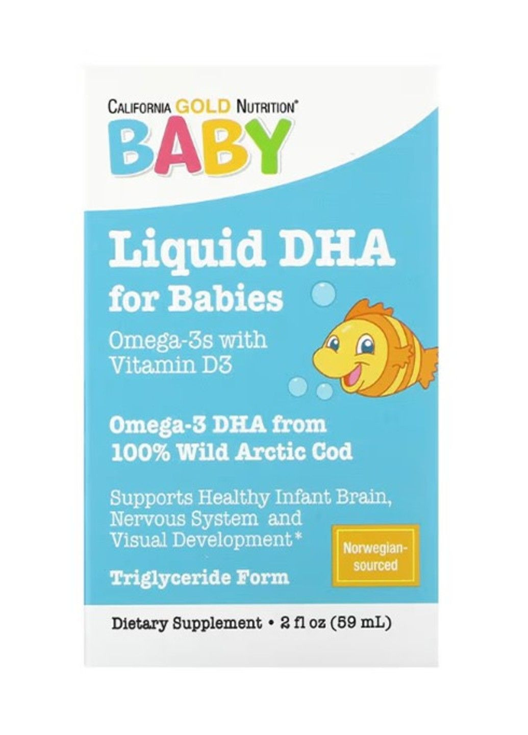 ДГК для детей, омега-3 с витамином D3, 1050 мг, 59 мл California Gold Nutrition (347600036)