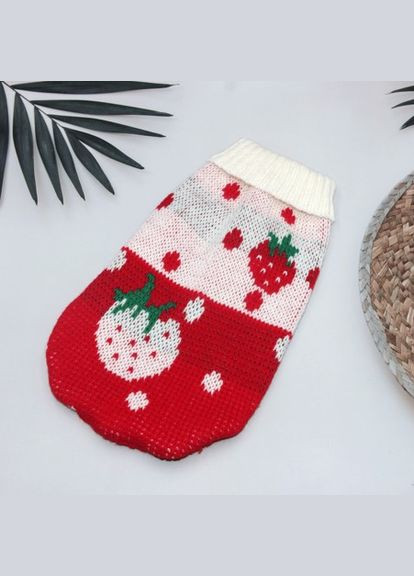 В'язаний акриловий светр для котів Pet Style "Червона полуниця" M No Brand - (323231751)