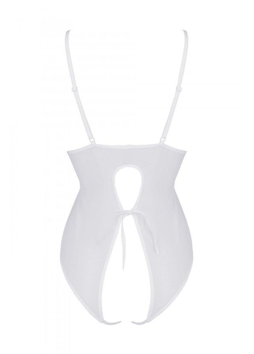 Боді Ursula Body white L/XL, з ажурним декором і відкритою промежиною Passion (303881723)