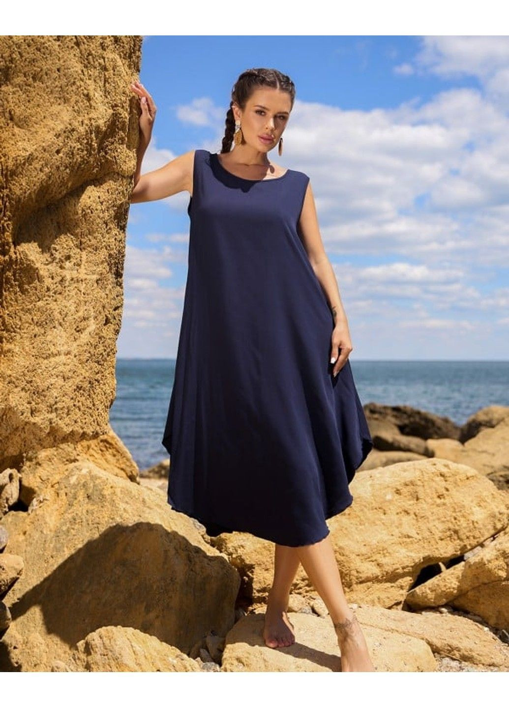 Синее повседневный платья 14783 синий ISSA PLUS