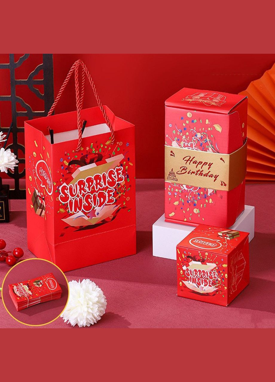 Подарункова магічна коробка з вилітаючими кубиками — оригінальне оформлення грошового сюрпризу 20 карток No Brand Коробка (337709101)