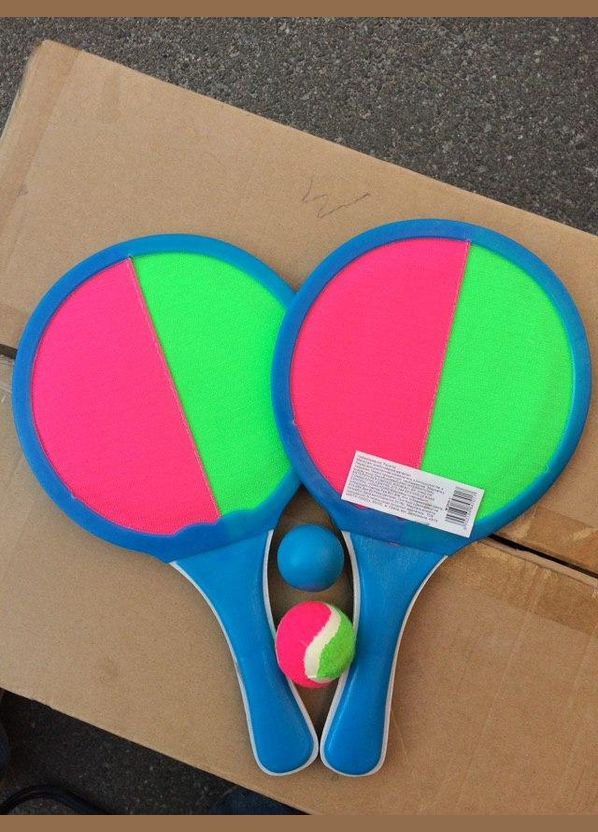 Ракетки детские двухсторонние, 33см, "ловушка", мячик 2шт.(4 см и 5 см) в сетке, 3420-7см No Brand (301649070)