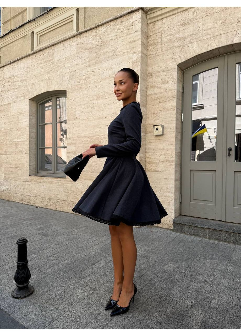 Темно-синее элегантное платье No Brand