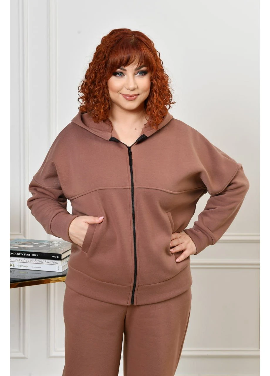 Спортивный костюм, с худи и штанами палаццо Код ФЛ-3867, мокко, No Brand (388102997)