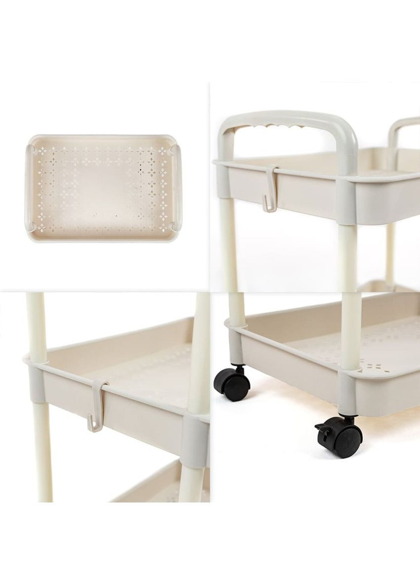 Етажерка мобільна триярусна універсальна пластикова 41х25х72см Слонова кістка SW-00002435 Sticker Wall (370792885)