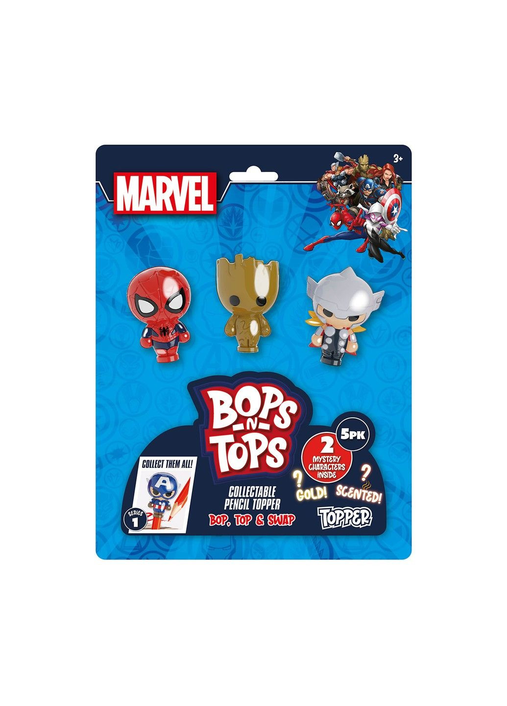 Набір колекційних фігурок-топерів серії "Bop n Tops" – МАРВЕЛ (5 фігурок, в асорт.) Sambro (324110193)