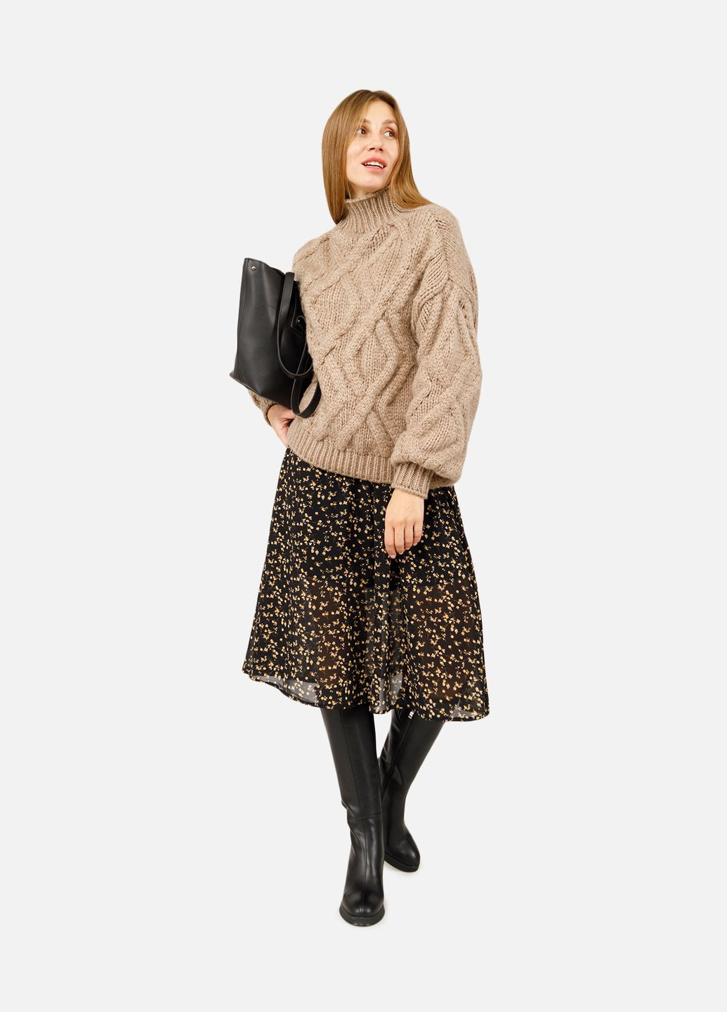 Кофейный зимний женский свитер цвет капучино цб-00262488 Daisy