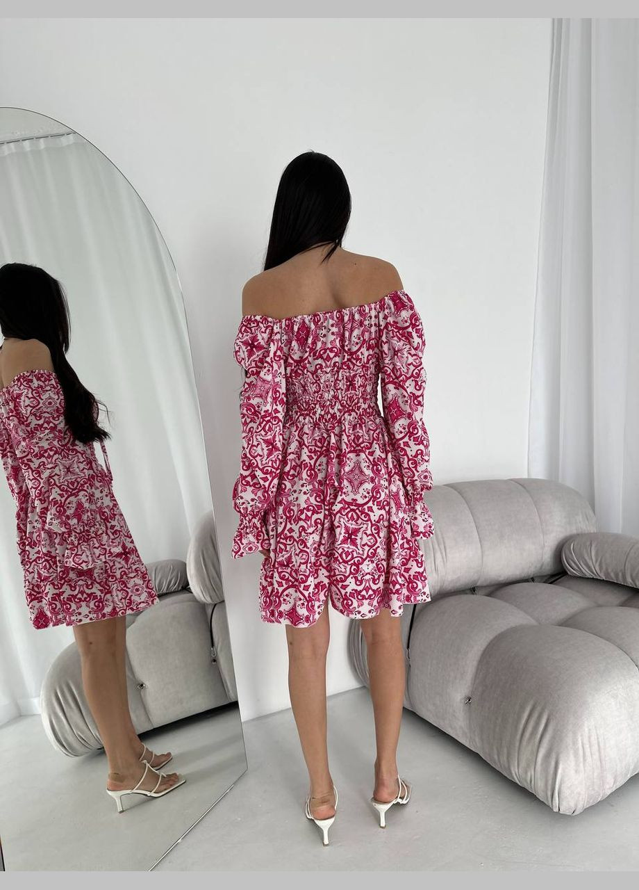 Розовое кэжуал женское платье софт No Brand с рисунком