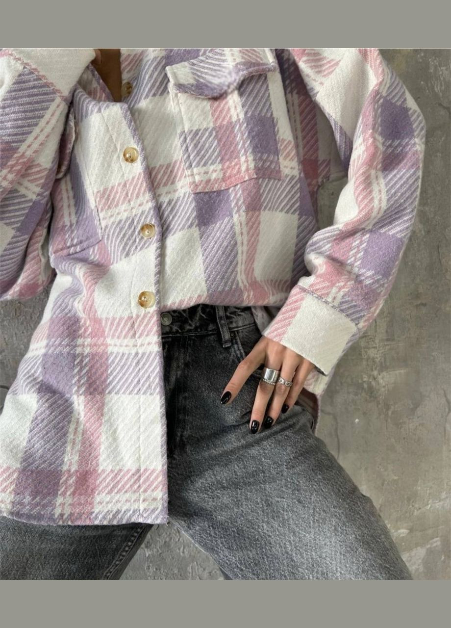 Розово-лиловая повседневный рубашка в клетку Garna с длинным рукавом