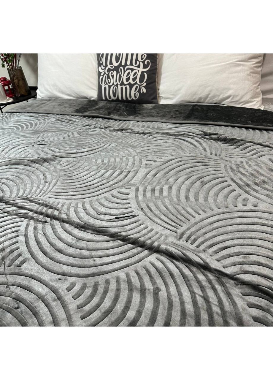 Теплое покрывало на кровать акриловое 200x230 см графитового цвета. No Brand (367912410)