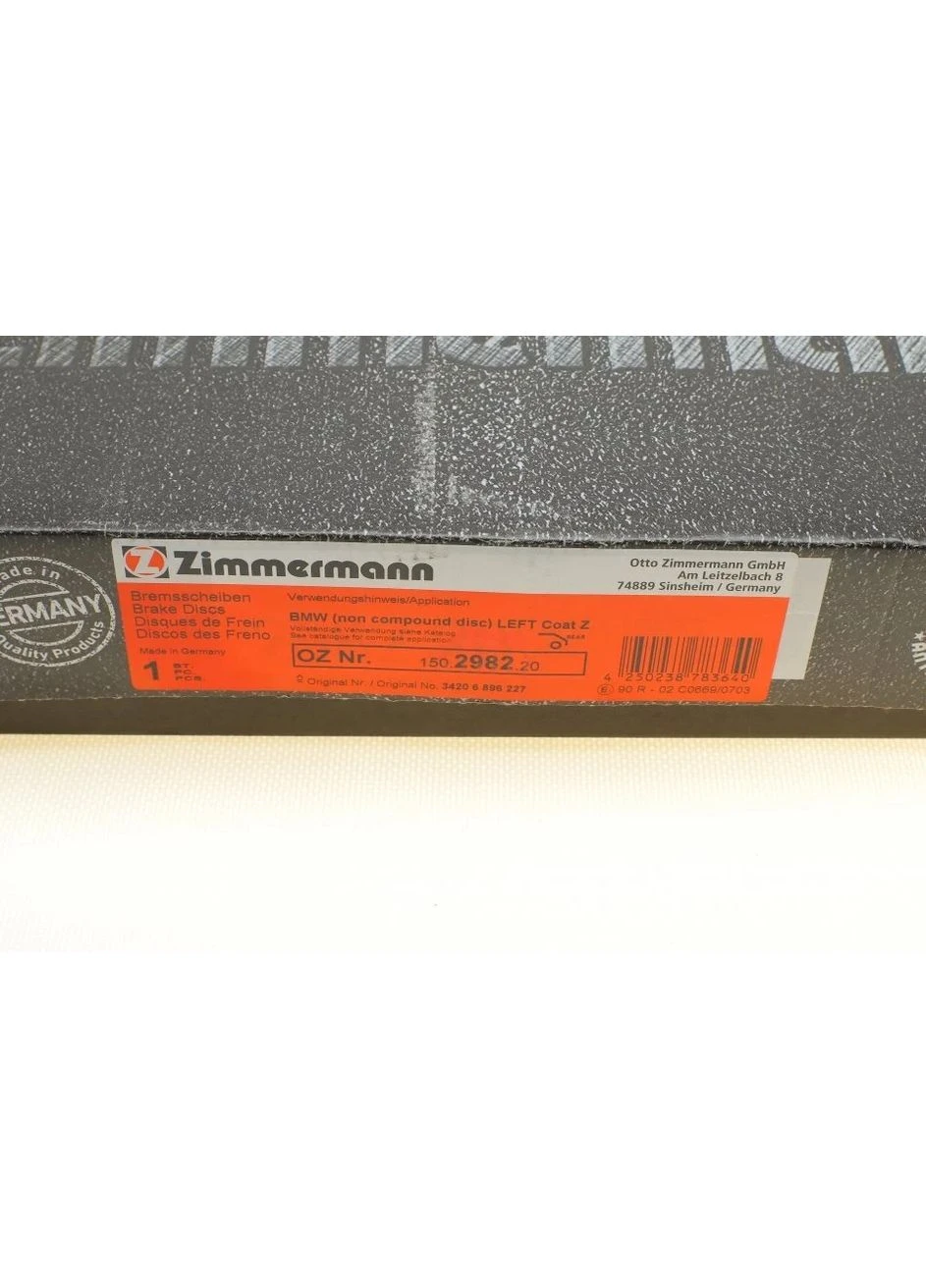 Диск тормозной ЛЕВЫЙ BMW COAT Z 150.2982.20 ZIMMERMANN (366276260)