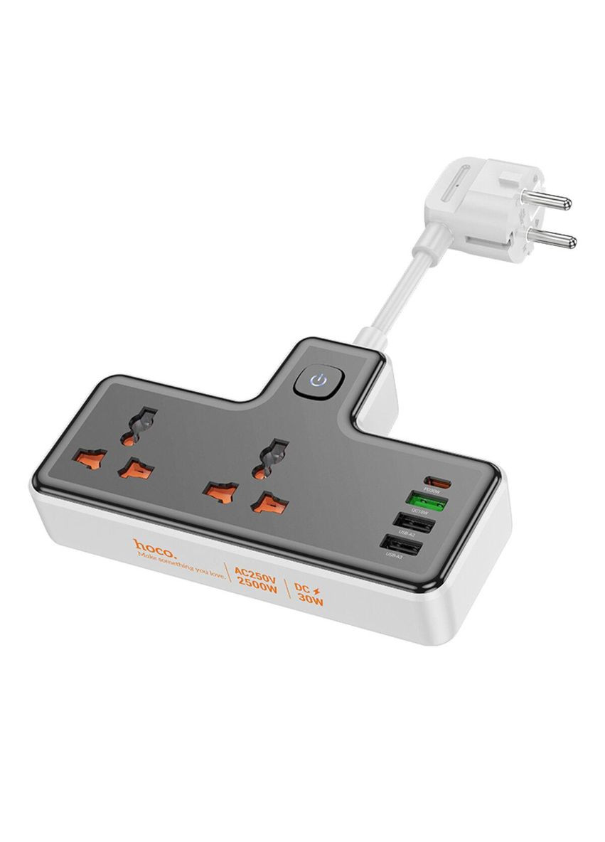 Сетевой удлинитель AC12A Reise 2-position expansion socket(PD30W/1C3A) Black Hoco (353497657)