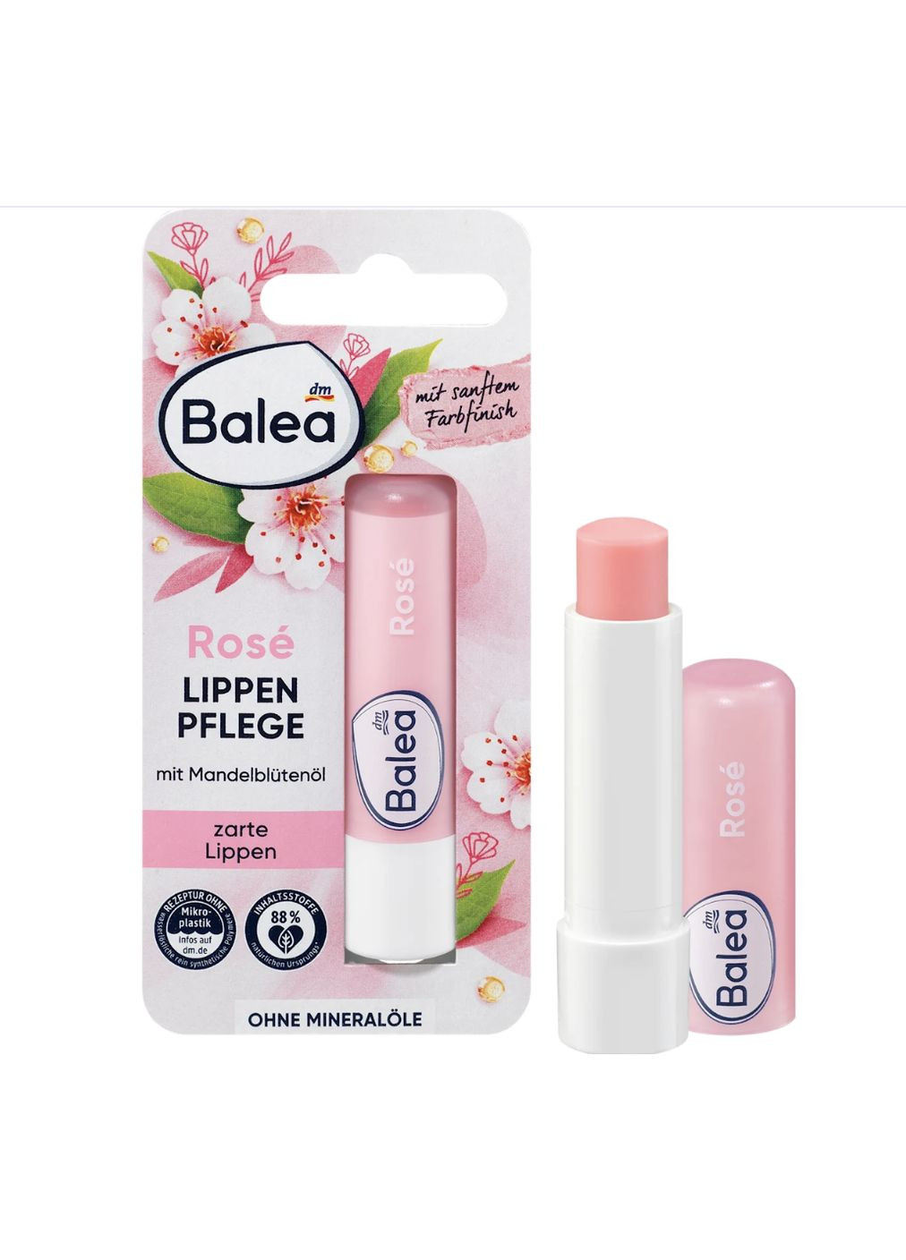 Бальзам для губ з олією мигдалю, маслом ши Lippenpflege Rosé, 4,8 g Balea (366569576)