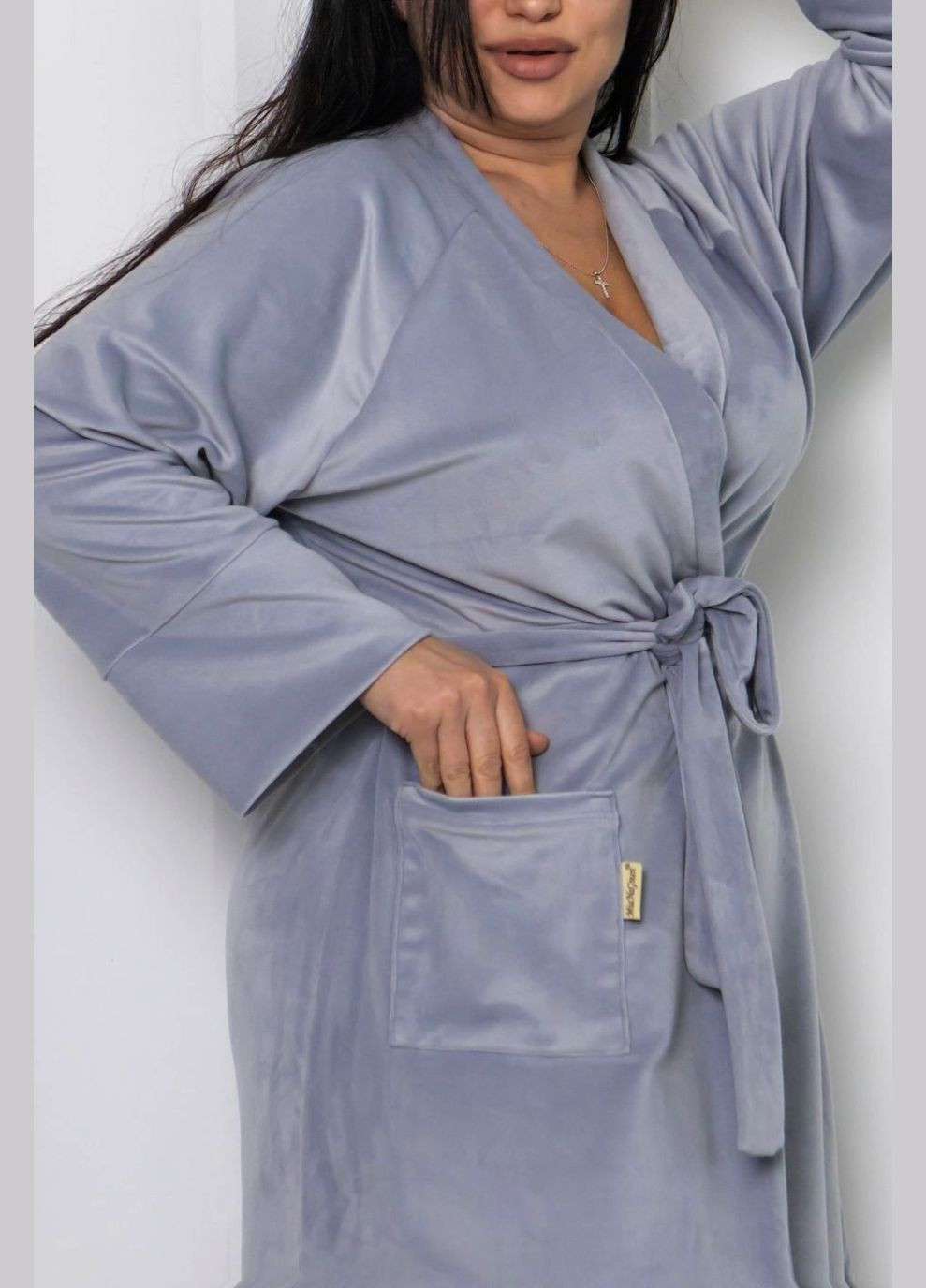 Халат велюровый женский Хс1600 Св.серый MiaNaGreen (293942458)