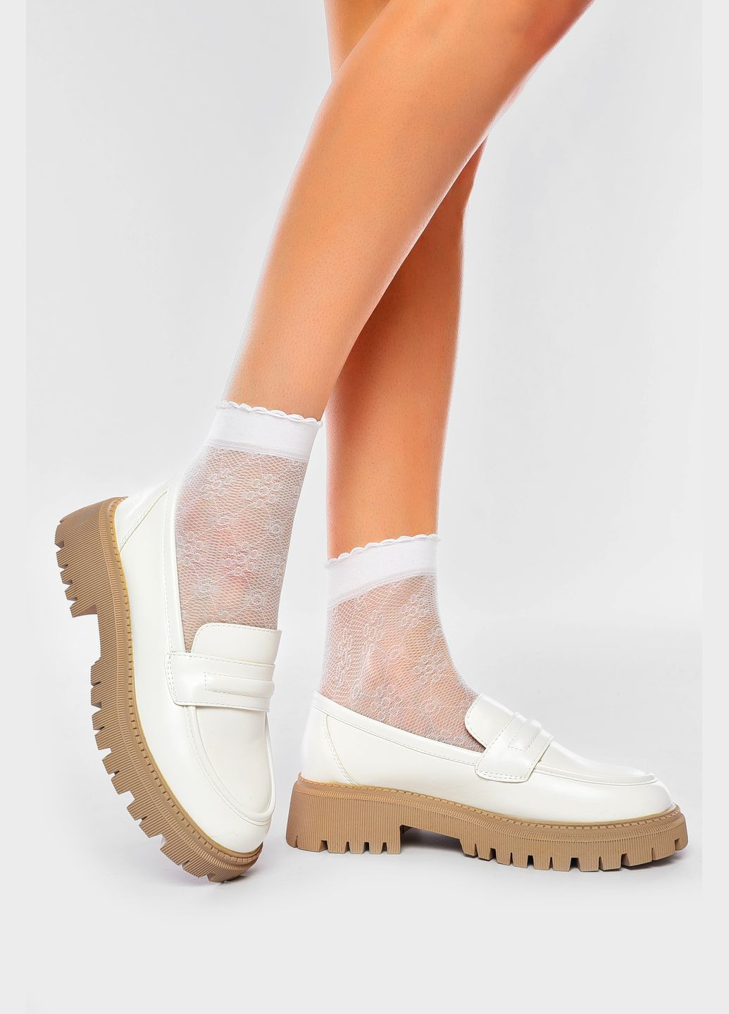 Let's Shop Туфлі-лофери жіночі білого кольору лофери білий з штучна шкіра, україна — демісезон (330223520)