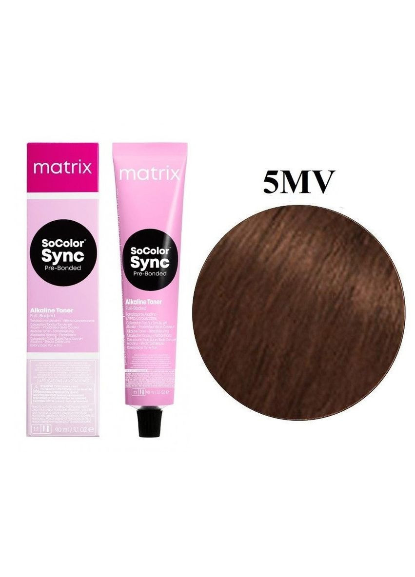Безаммиачный тонер для волос на кислотной основе SoColor Sync PreBonded 5MV светлый шатен Matrix (292736037)