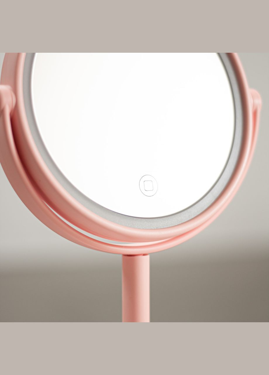 Дзеркало косметичне на підставці з LED підсвічуванням (LMR-4481) Рожеве La Rosa (335858542)