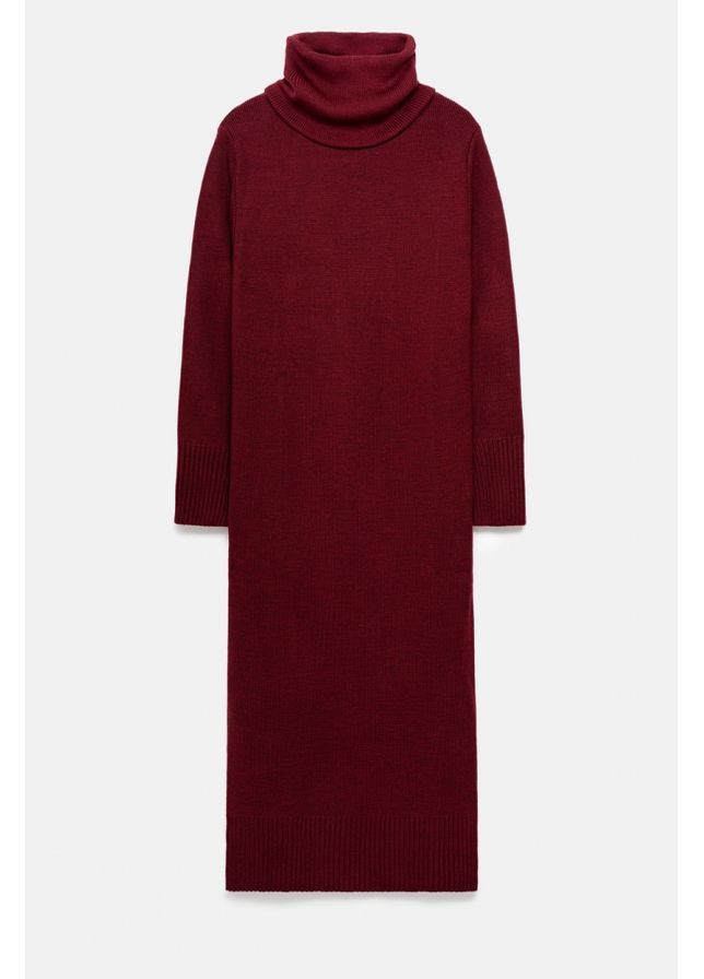 Темно-червона сукня з коміром 2873 льон Triko Bakh