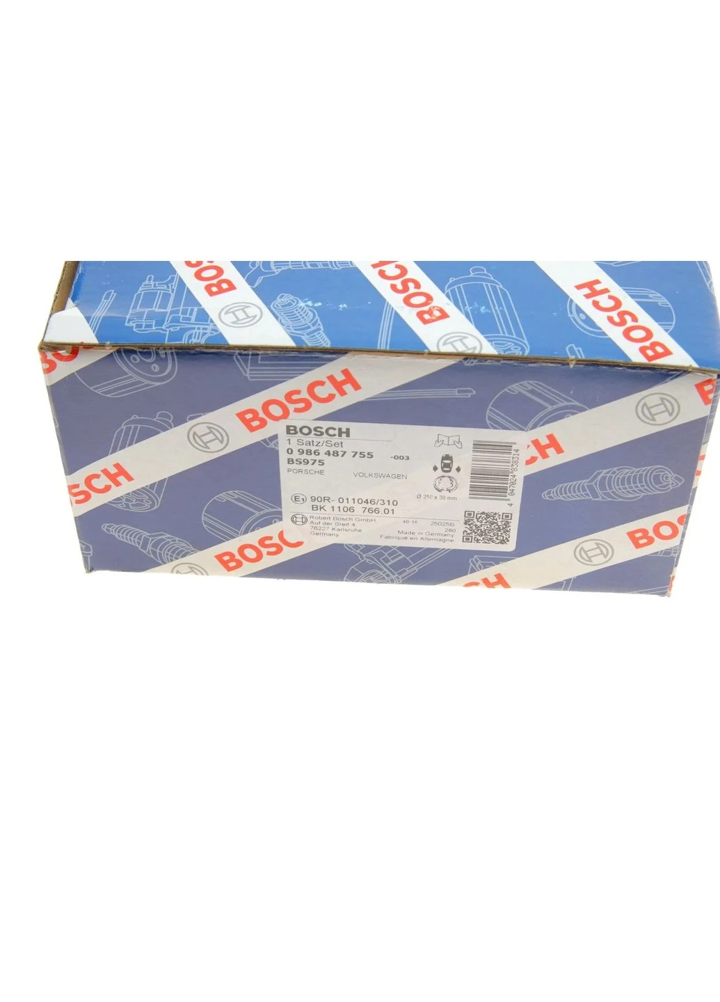 Колодки тормозные (задние) VW Touareg/Porsche Cayenne 10- (барабанные) (210x30) 0 986 487 755 (opt-om) Bosch (332797958)