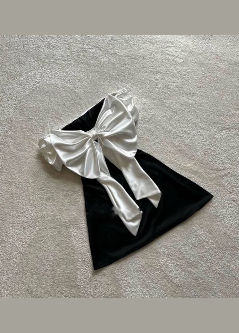 Черно-белое вечернее, праздничный, коктейльное, откровенный платье с бантом No Brand