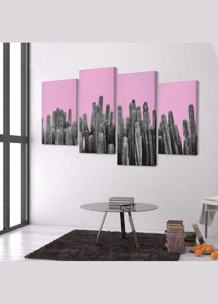Модульная картина из четырех частей Кактусы 129x90 см (MK412801) Malevich Store (333338997)