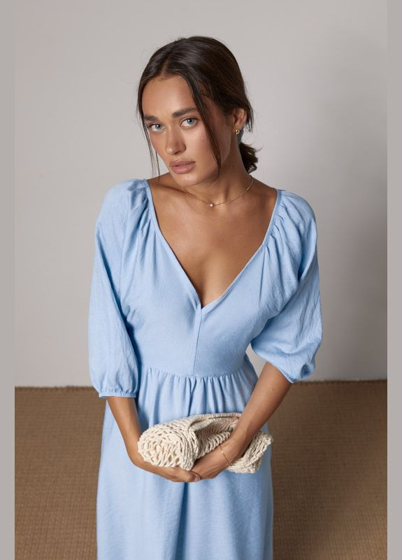 Голубое повседневный летнее платье с обнаженной спинкой ARTMON