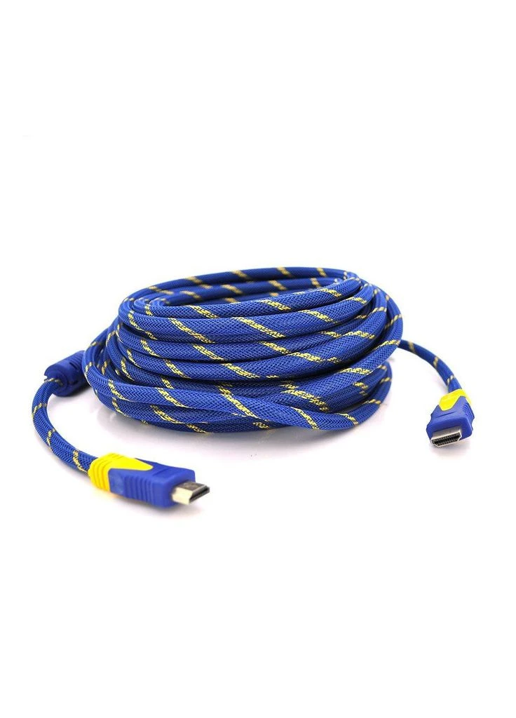 Кабель мультимедийный HDMI to HDMI 10.0m v1.4, OD-8.0mm Blue/Gold (YT-HDMI(M)/(M)NY/BL-10m) Merlion (382056146)
