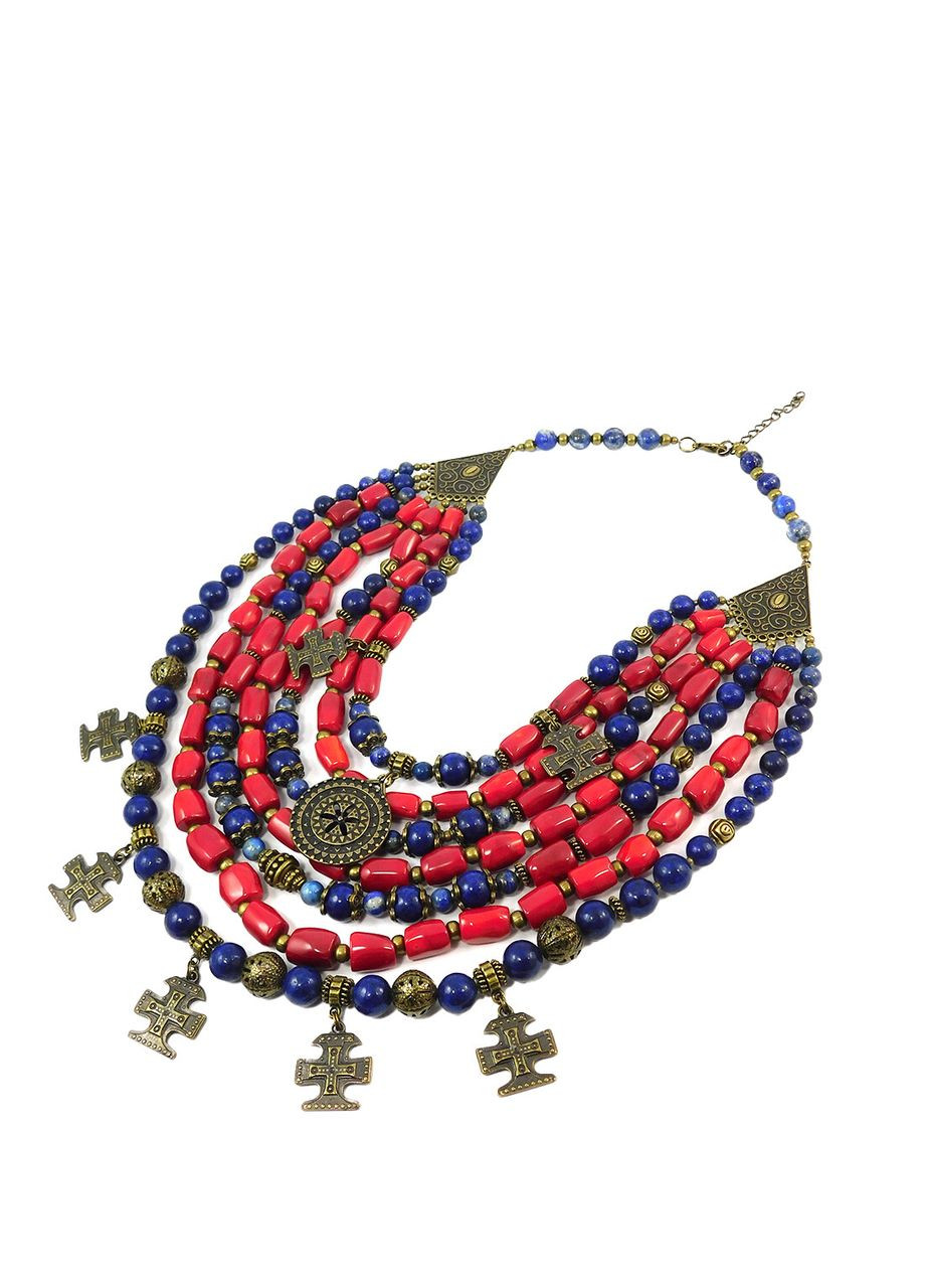 Намисто "Морська легенда" Корал, Лазурит Fursa fashion (322415019)