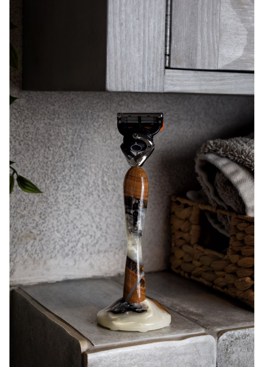 Станок для гоління з дерева та епоксидної смоли. Мармурова EpoxyWood Ukraine (358935988)