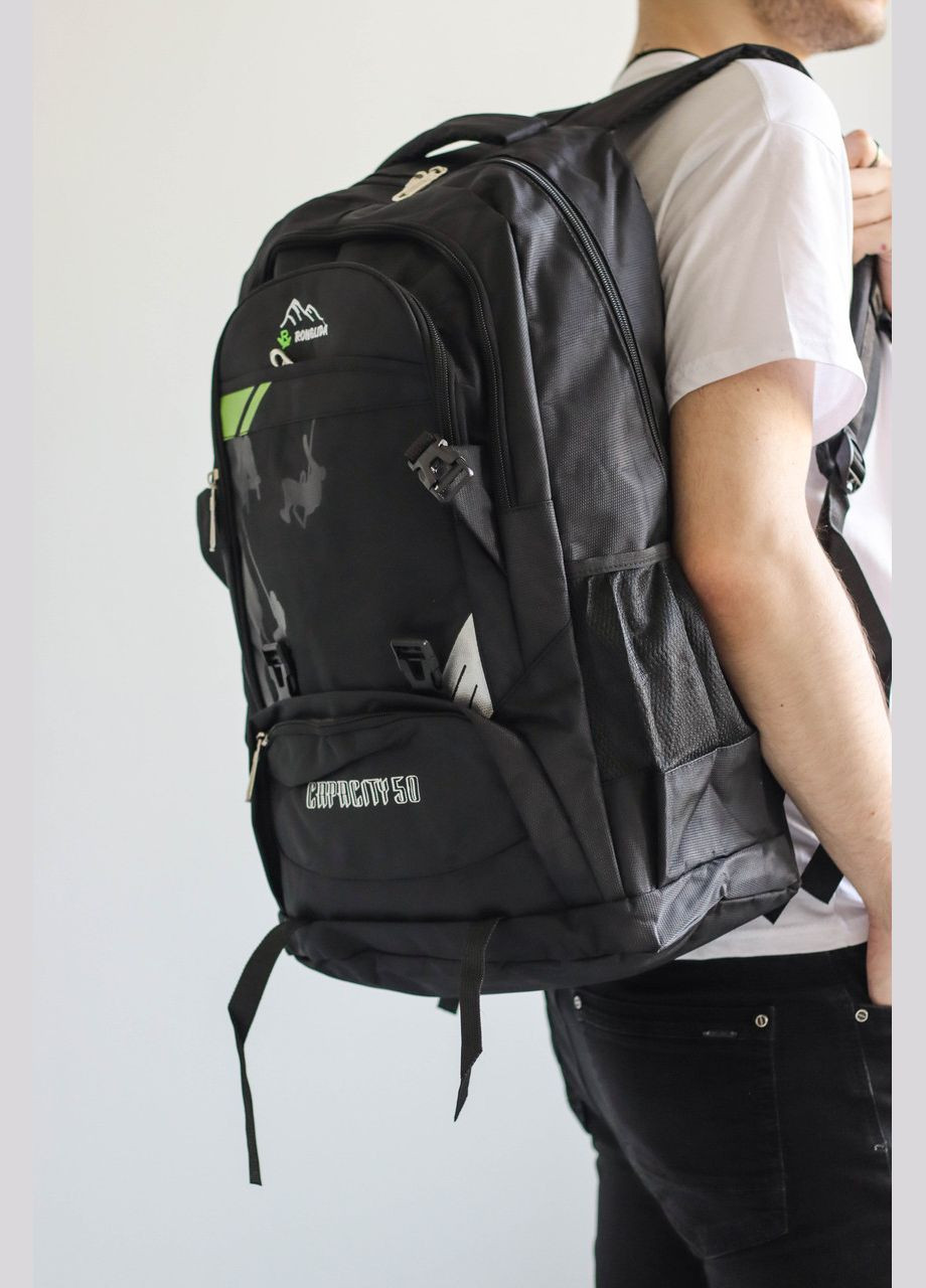 Туристический рюкзак, 50L (Разные цвета) ЧерноЗелёный No Brand (294755115)