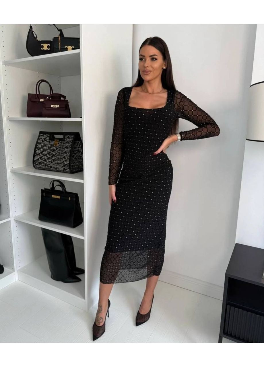 Черное платье женское нарядная сетка. празднично No Brand