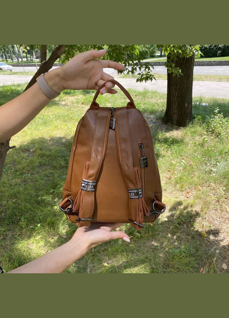 Жіночий міський рюкзак сумка з кенгуру на плече еко шкіра коричневий No Brand (298997994)