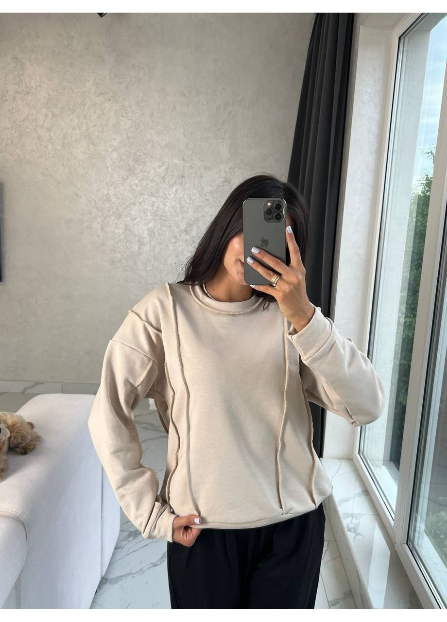 Бежевый женский свитшот FINO Mode без декора (359652251)