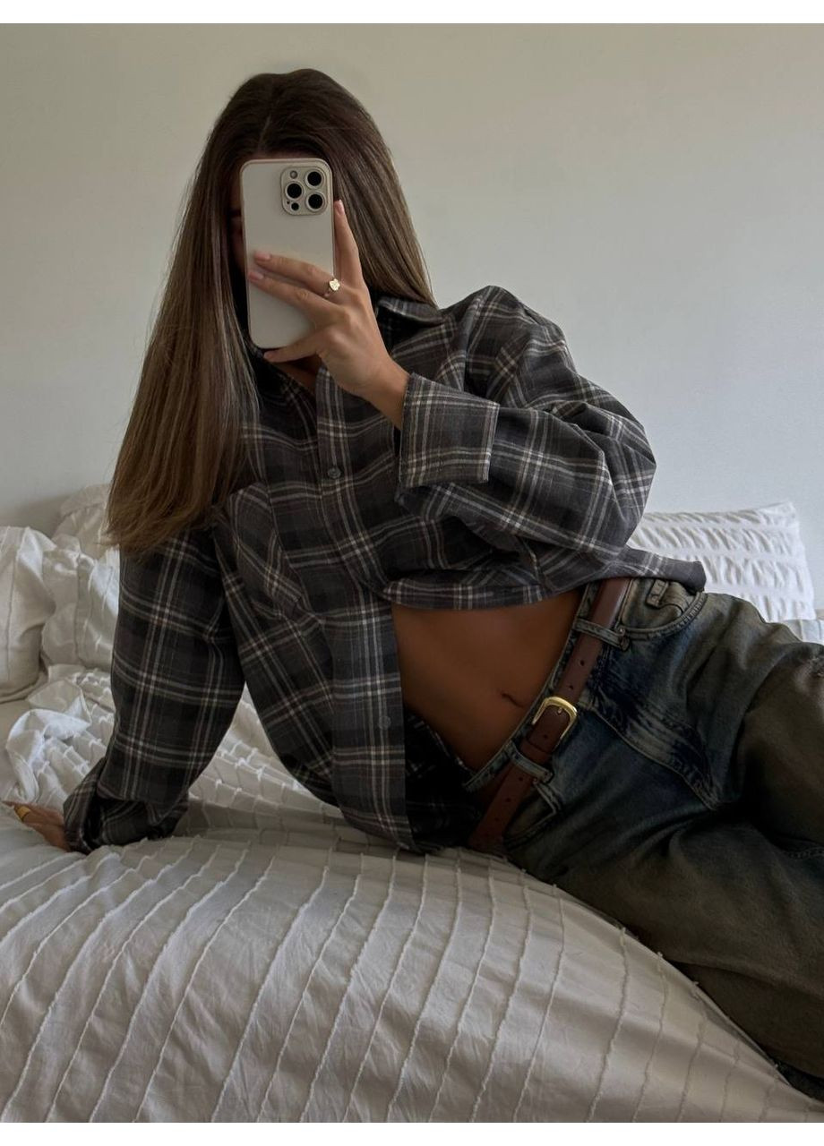 Серая повседневный, кэжуал рубашка в клетку Vakko с длинным рукавом