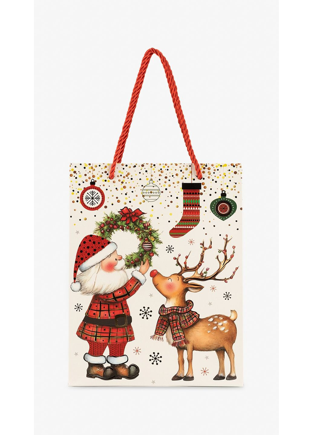 Новорічний подарунковий пакет САНТА З ВІНКОМ 074S Різнокольоровий shop (2000999333743) No Brand (367115165)