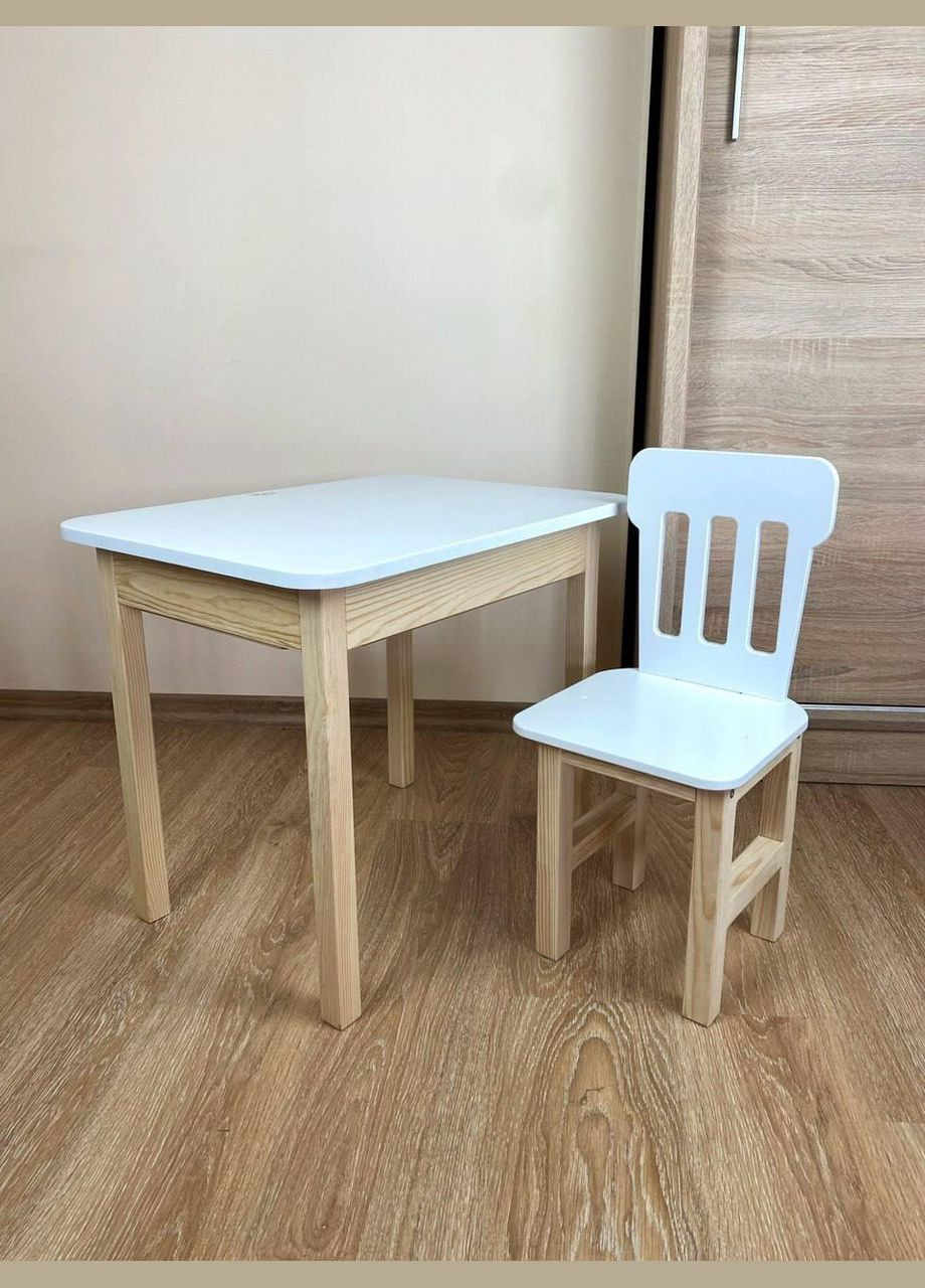 Столик з ящиком та стільчик дитячий (для дітей зростом 116-130 см). білий дитячий столик No Brand (323223356)