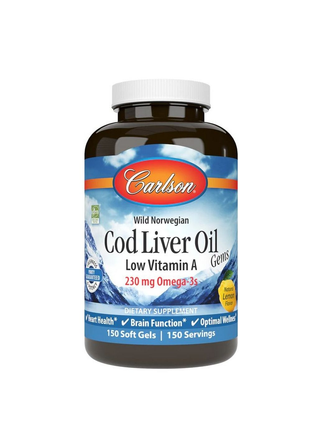Жирные кислоты Cod Liver Oil Gems Low Vitamin A, 150 капсул Carlson Labs (293419050)