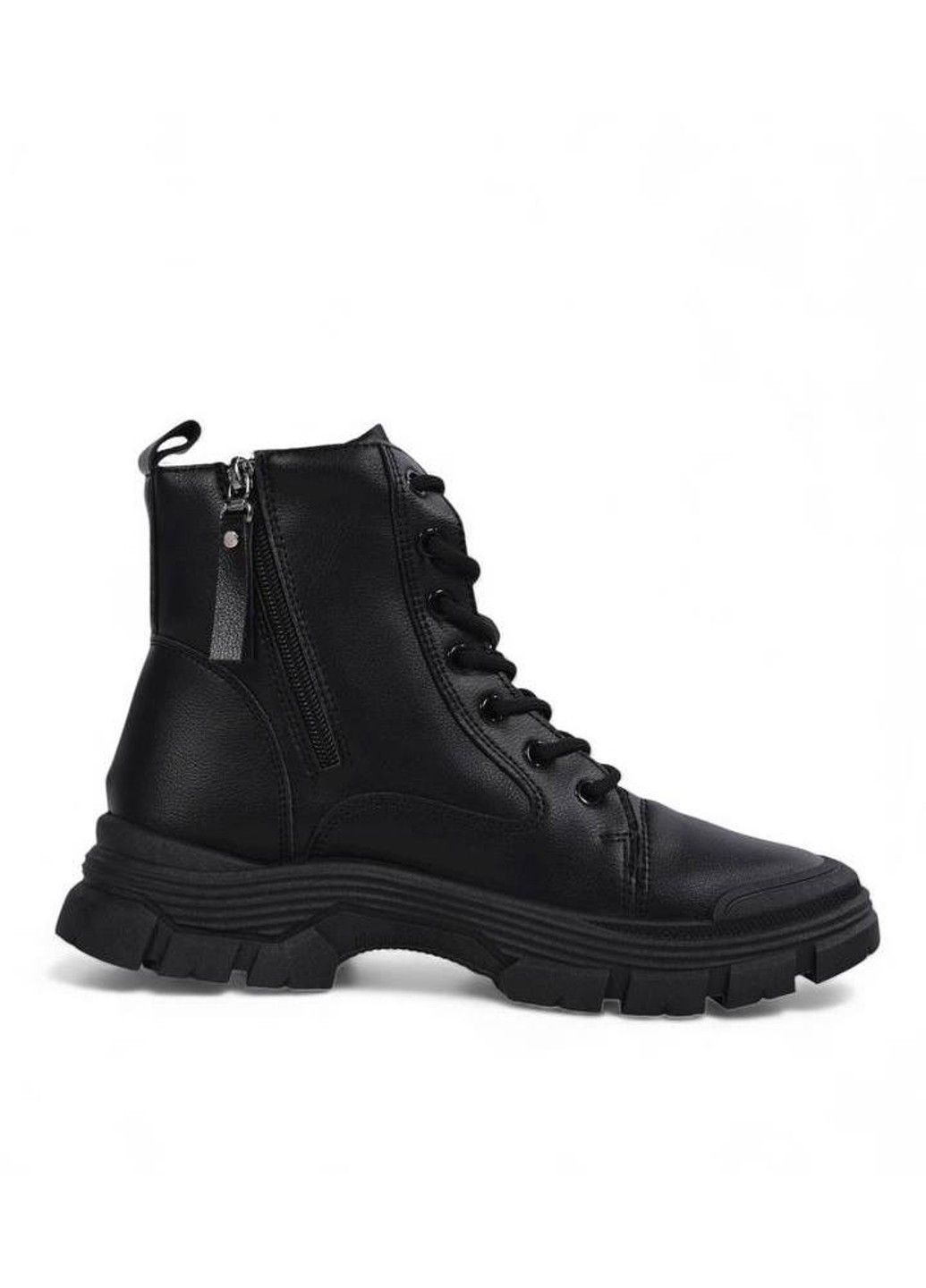 Зимние ботинки женские зимние на меху черные (n036) Loretta прессованная кожа