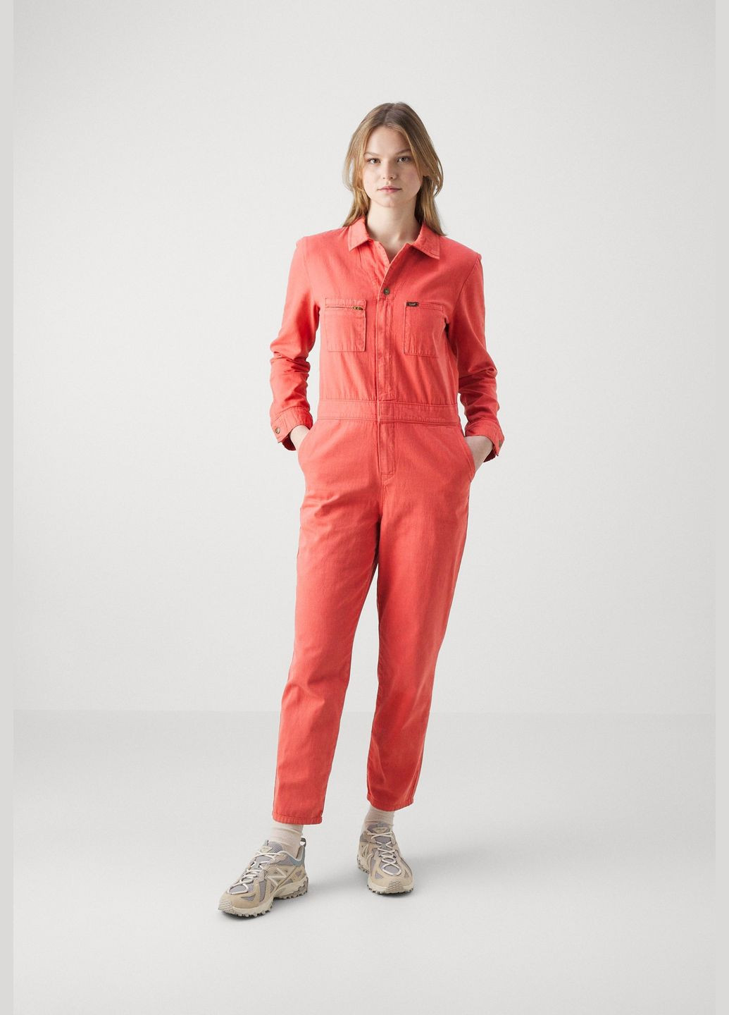 Комбінезон Lee UNIONALL 112350795 однотонний помаранчевий повсякденний, джинсовий