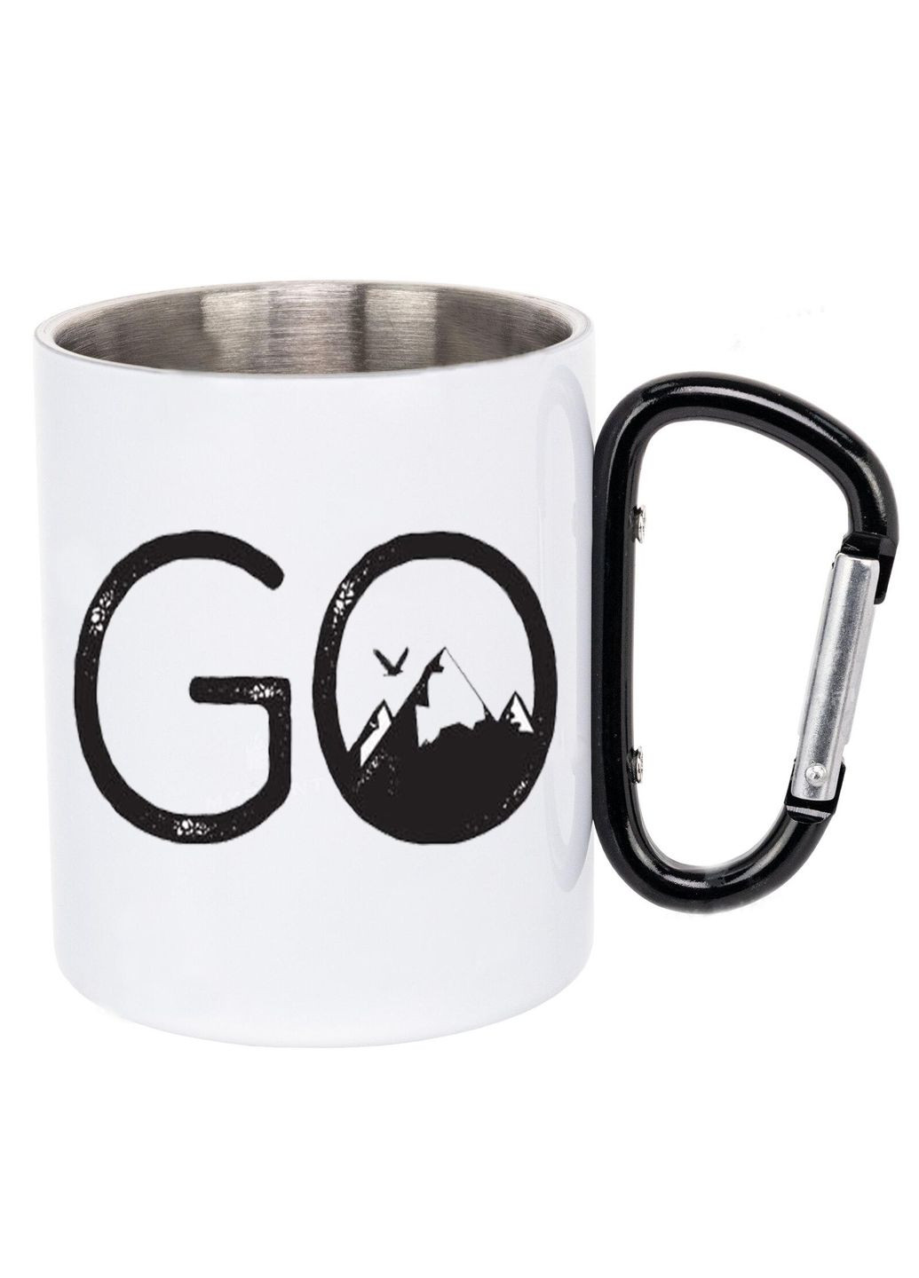 Кружка металлическая с карабином (black) туристическая 300 мл #0049 белая No Brand (316123092)