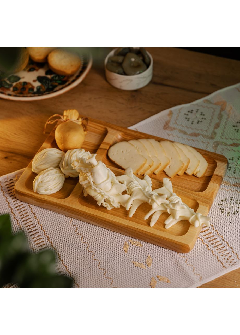 Дошка для подачі дерев'яна 35*25 см на 3 секції з ясеню для сервірування закусок та страв ProDobro (364191832)