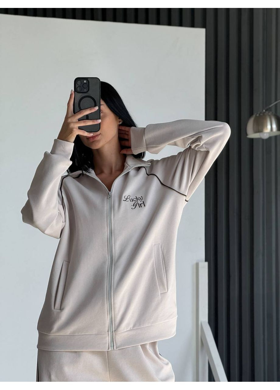 Женский костюм с вышивкой Lacky Girl из премиальной ткани, модель 075 DK/DL Мода без кордонів (355076558)