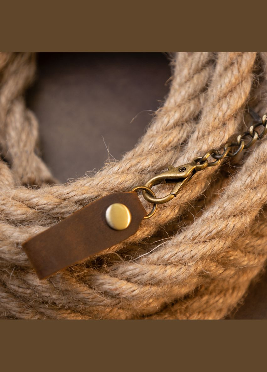 Кожаное портмоне мужское с цепочкой матовое 20439 Коричневое Vintage (306881991)