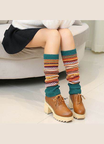 Гетри теплі в'язані з орнаментами бірюзові No Brand (308976945)