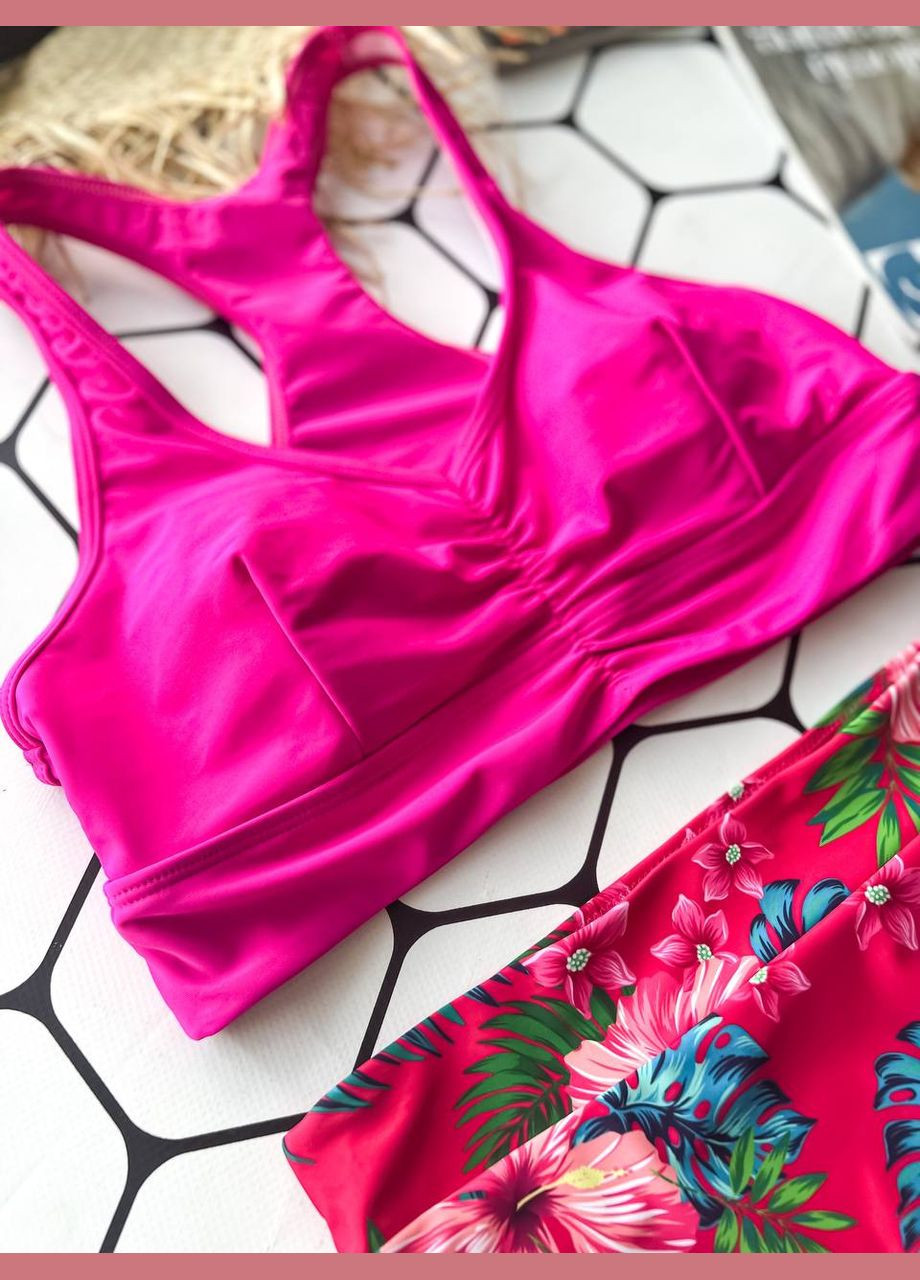 Розовый летний купальник женский лиф и трусики No Brand