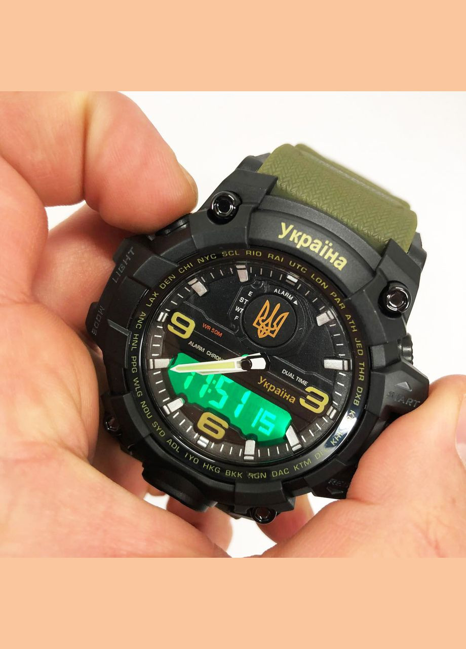 Годинник наручний чоловічий SKMEI 6851/1586AG, Військовий чоловічий наручний годинник зелений, Годинник спортивний No Brand (359474515)