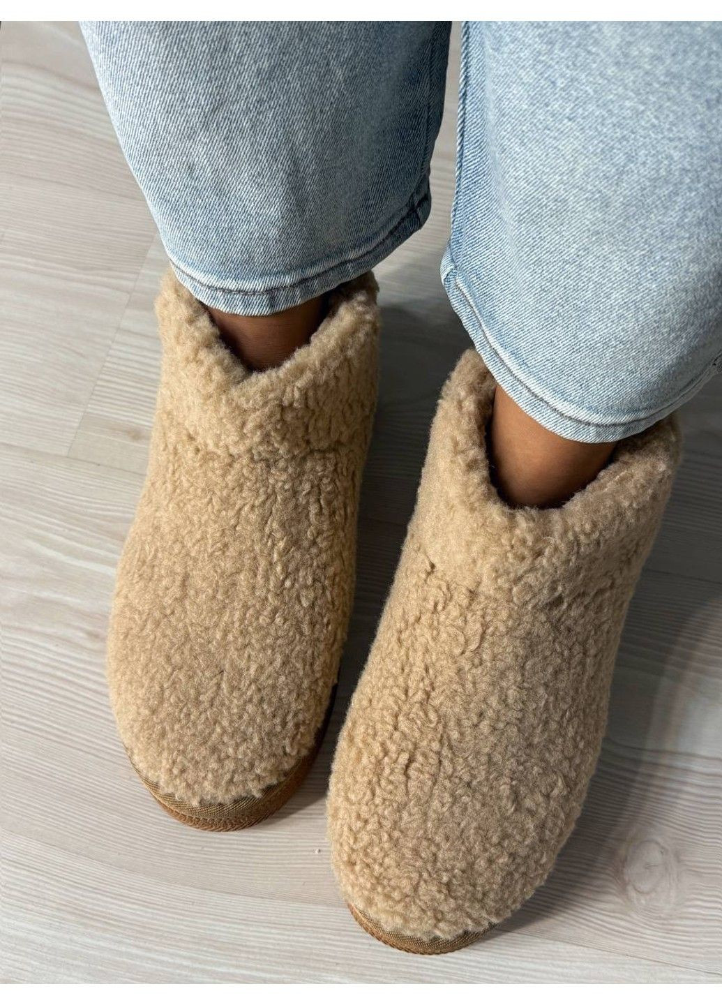 Угги женские 37-2 с мехом тедди на платформе бежевые Hengji (353309111)