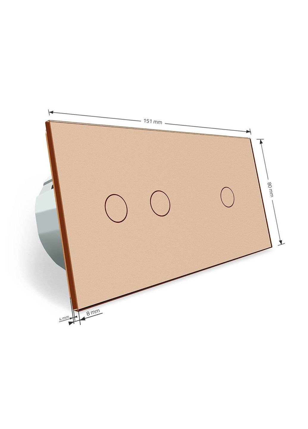 Сенсорный проходной/перекрестный выключатель 3 сенсора (1-2) золото стекло (VL-C701S/C702S-13) Livolo (370970445)