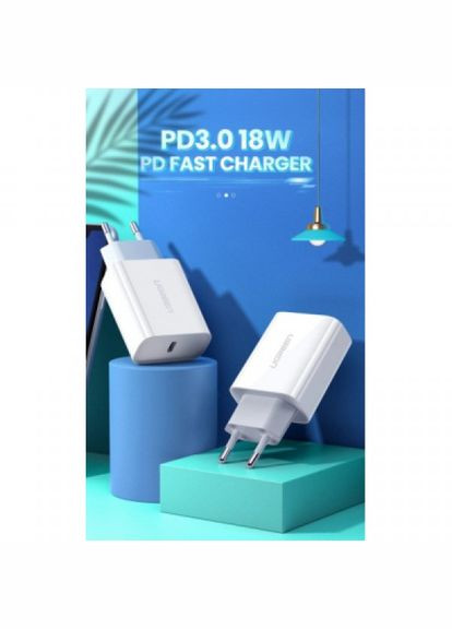 Зарядний пристрій CD137 TypeC PD 20W Charger (White) (60450) Ugreen cd137 type-c pd 20w charger (white) (268147824)